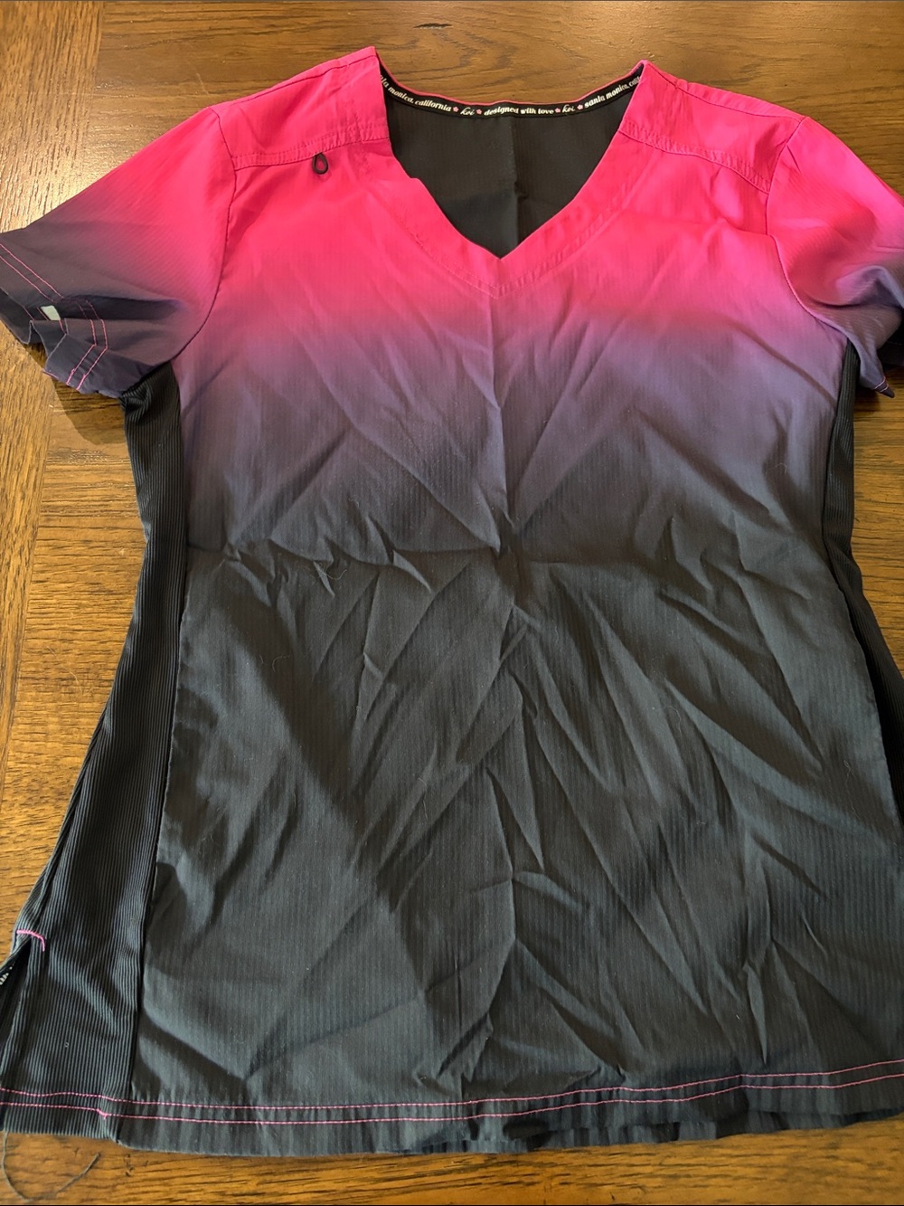 koi Women's V-Neck Ombre Scrub Top - Pink to Black Women’s S